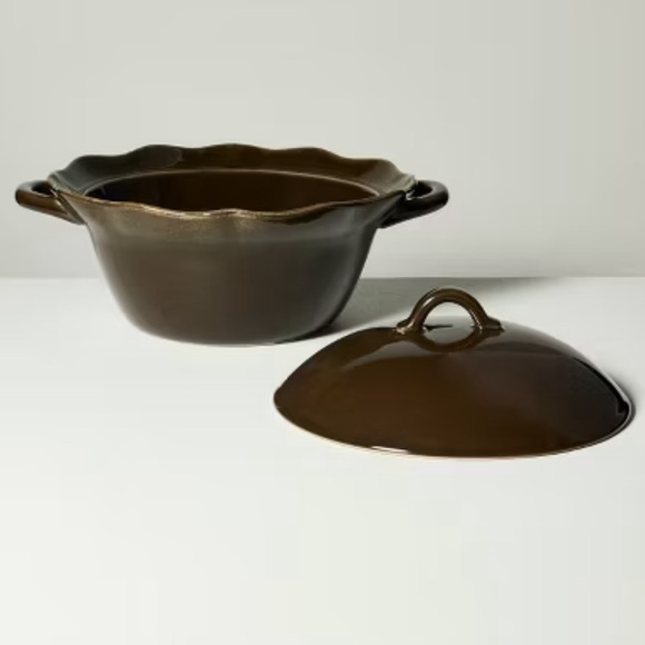 HEARTH & HAND NWT wavy edge soup terrine -brown - Picture 3 of 7